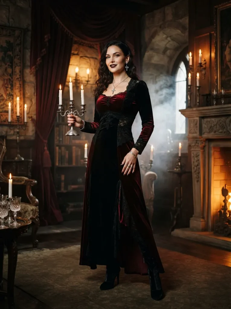 2. Glam Vampire Halloween Outfit