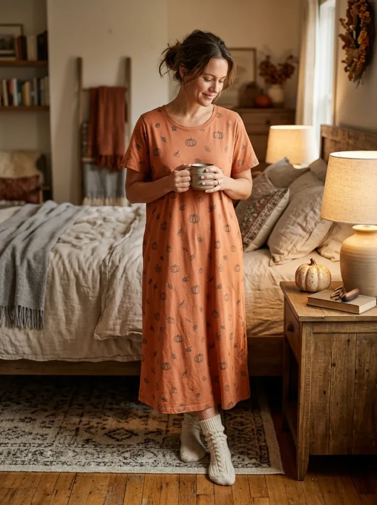 4. Keep It Classic With an Orange Pumpkin Nightgown