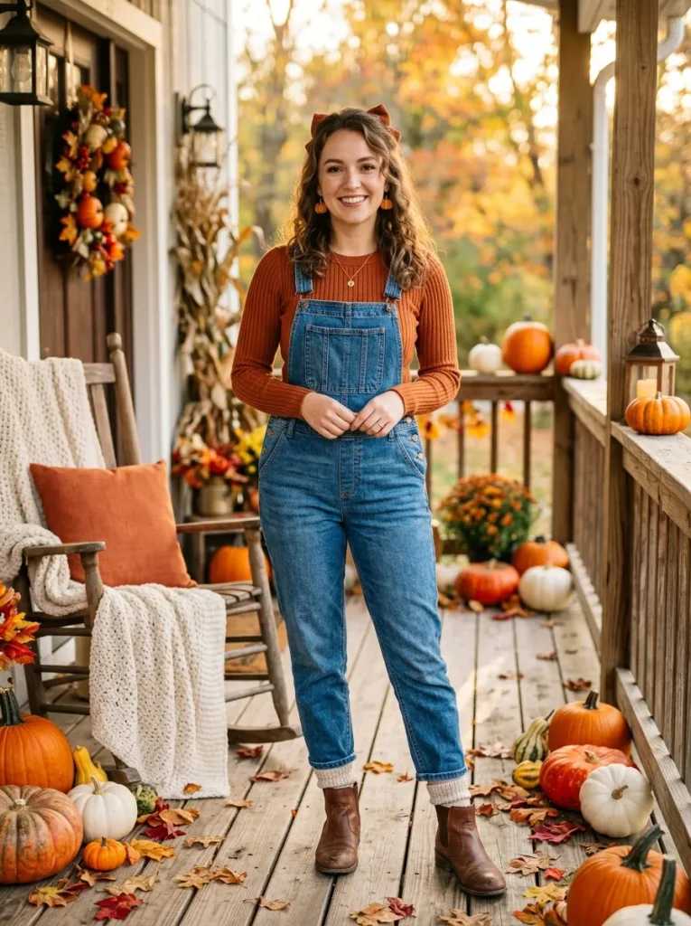7. Style Overalls for a Pumpkin-Inspired Costume