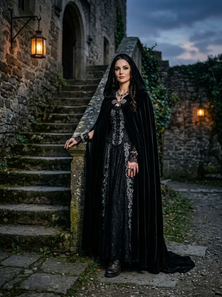 Black Velvet Gothic Cloak