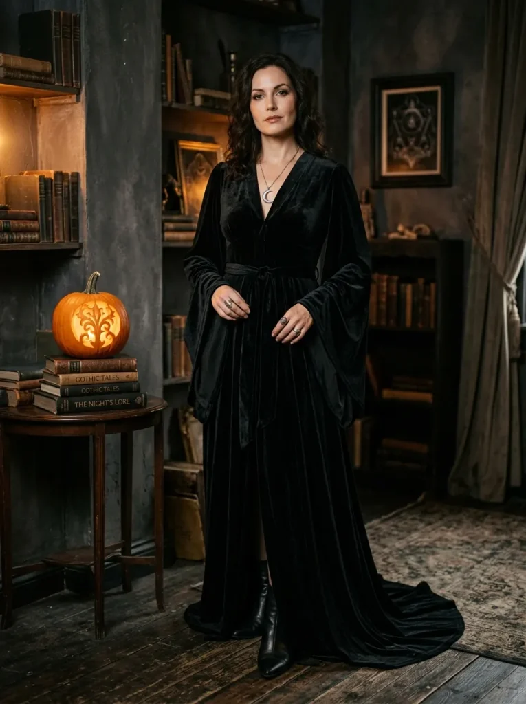 Black Velvet Witch Robe