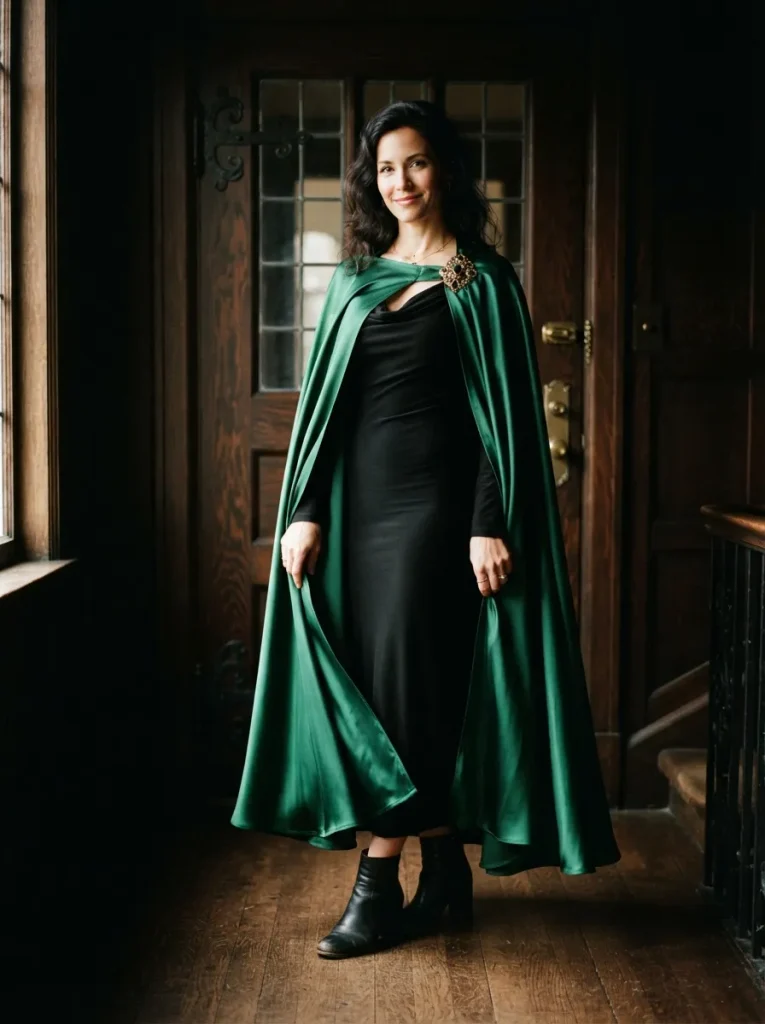 Emerald Satin Cape