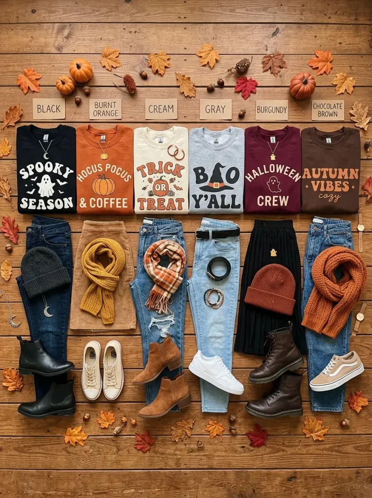 Halloween Crewneck Outfit Ideas by Color