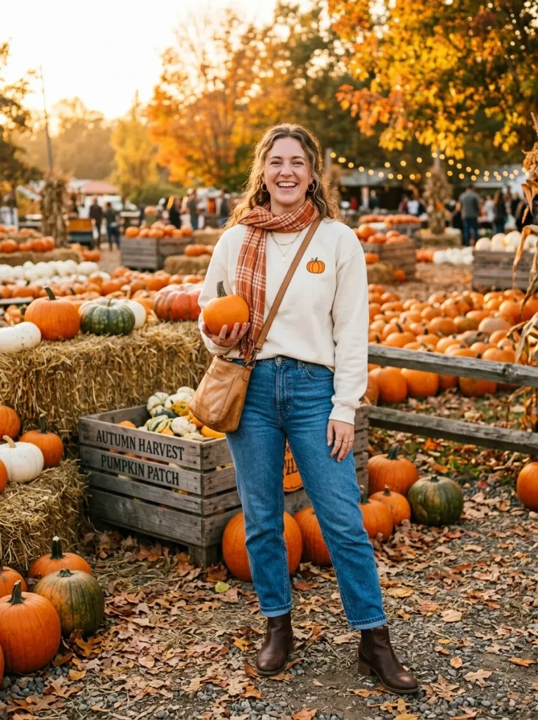 Halloween Crewneck Outfit Ideas for a Pumpkin Patch