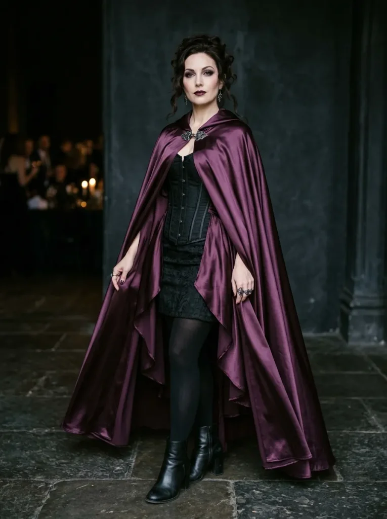 Purple Satin Corset Cloak