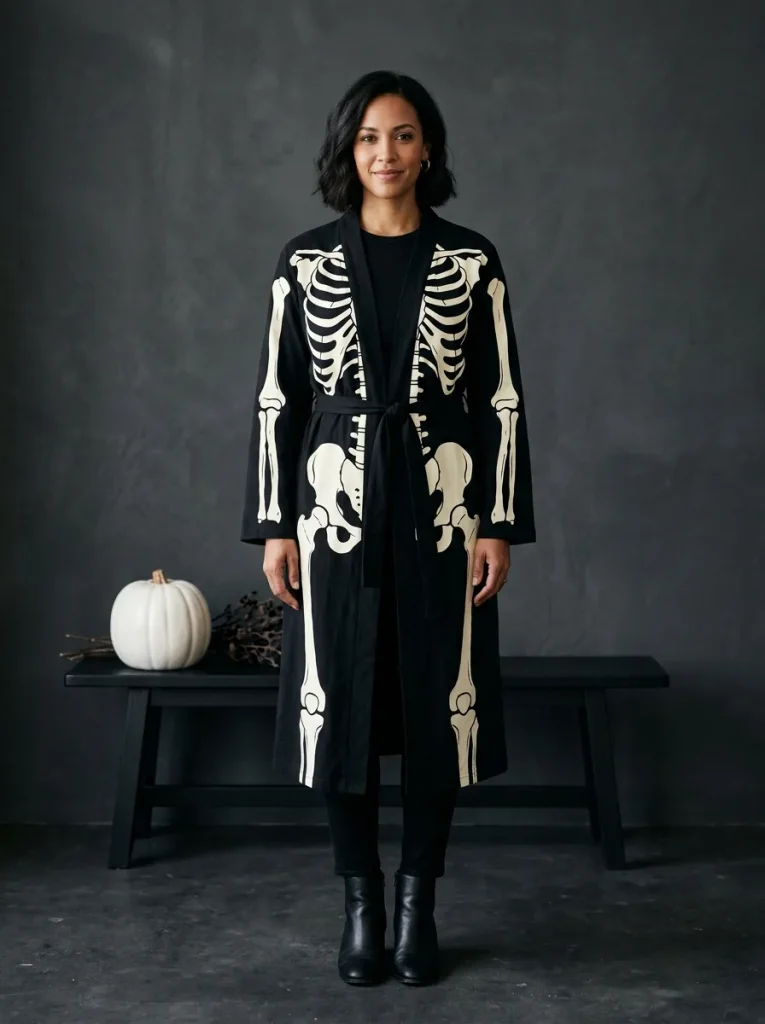Skeleton Print Robe