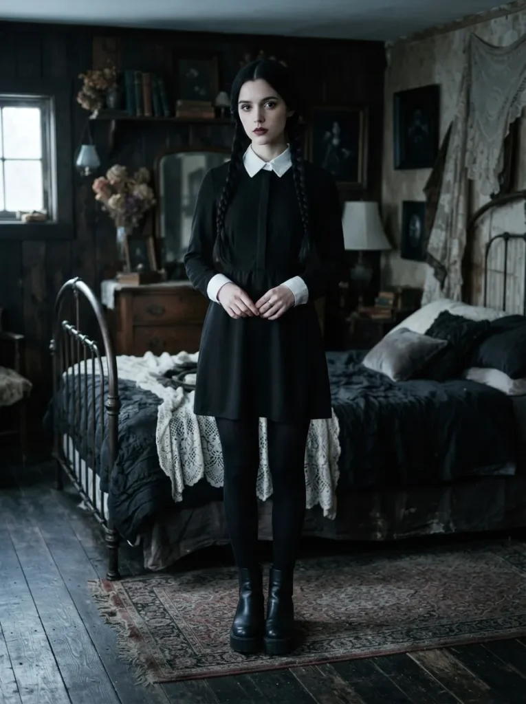 Wednesday-Inspired Halloween Outfit