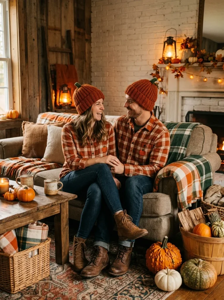 15. Pumpkin Patch Flannel Couple