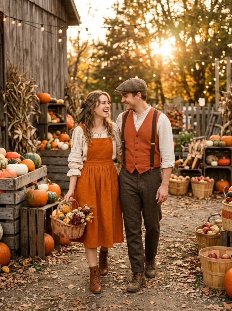 16. Rustic Pumpkin Harvest Couple