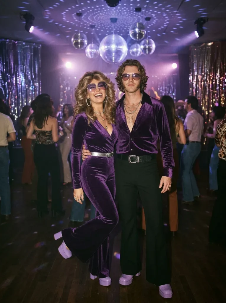 7. Purple Velvet Disco Couple
