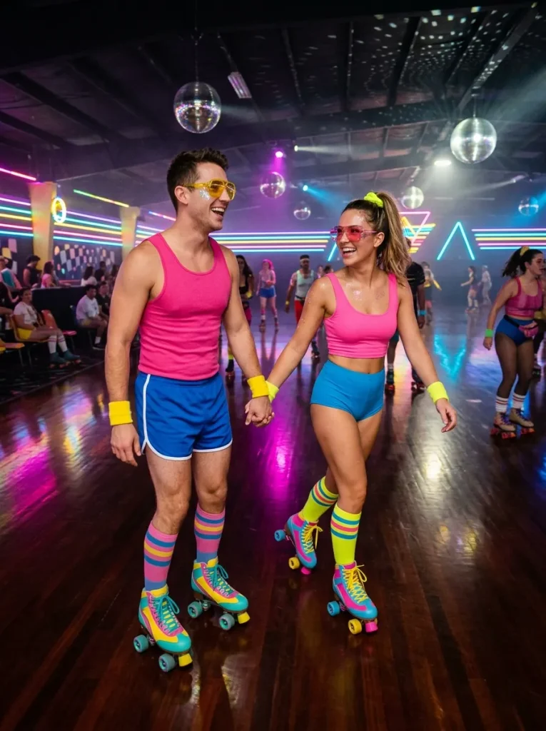 9. Neon Roller Disco Couple
