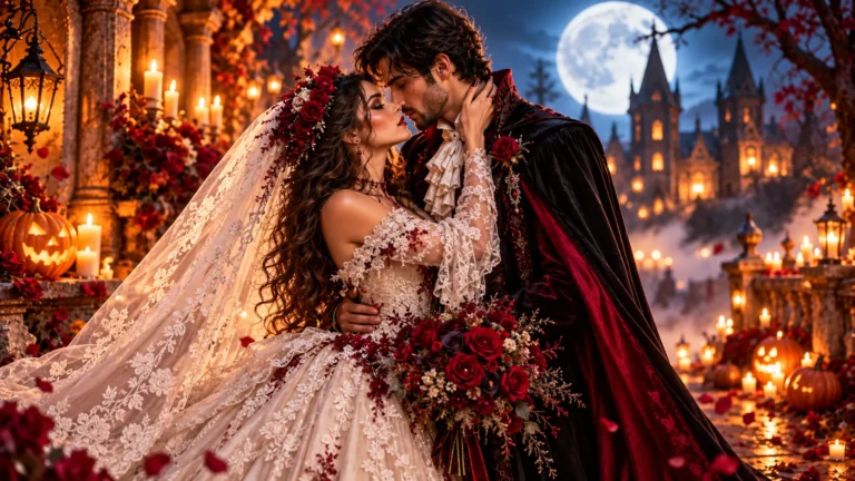 Halloween couple bride groom
