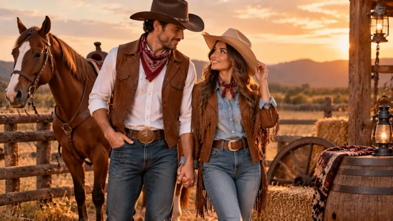 Halloween couple cowboy cowgirl