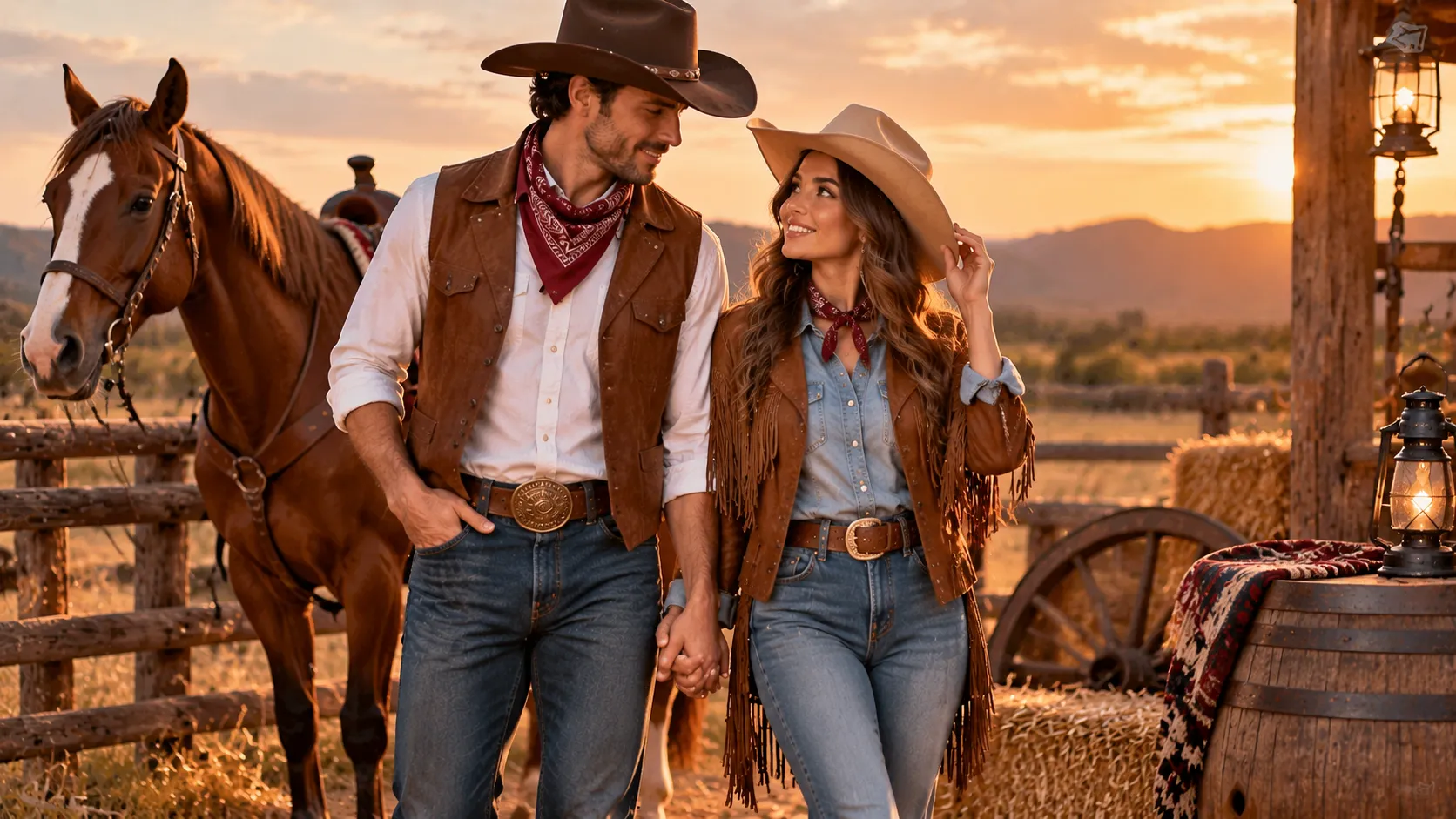 Halloween couple cowboy cowgirl