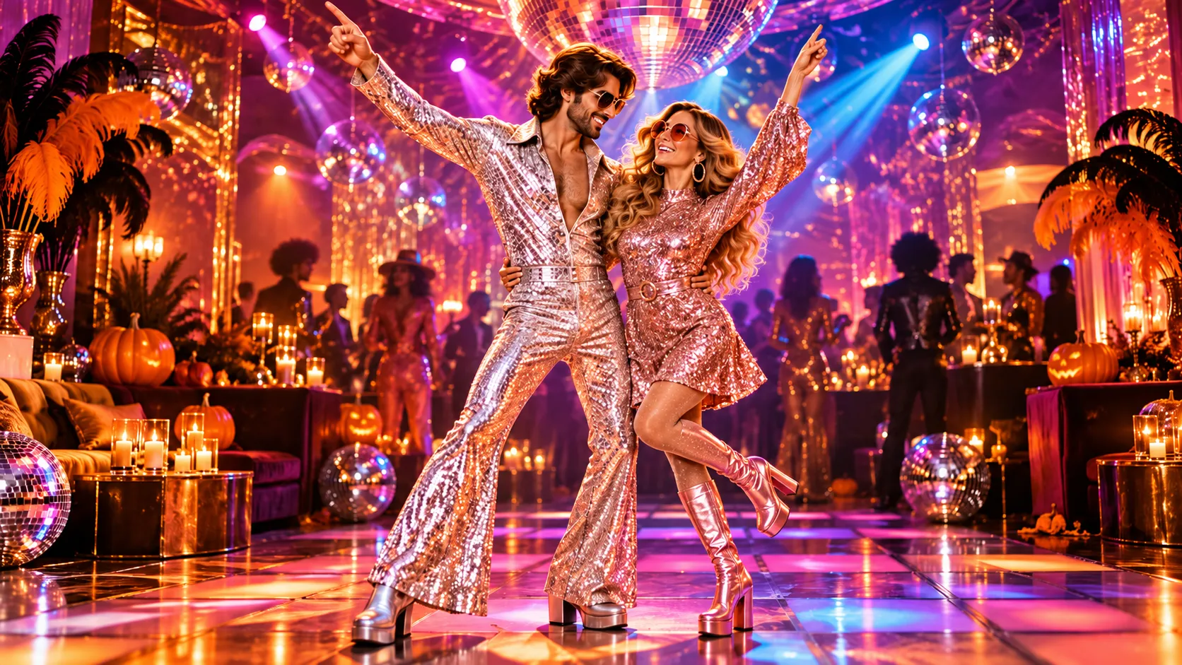 Halloween couple disco costumes
