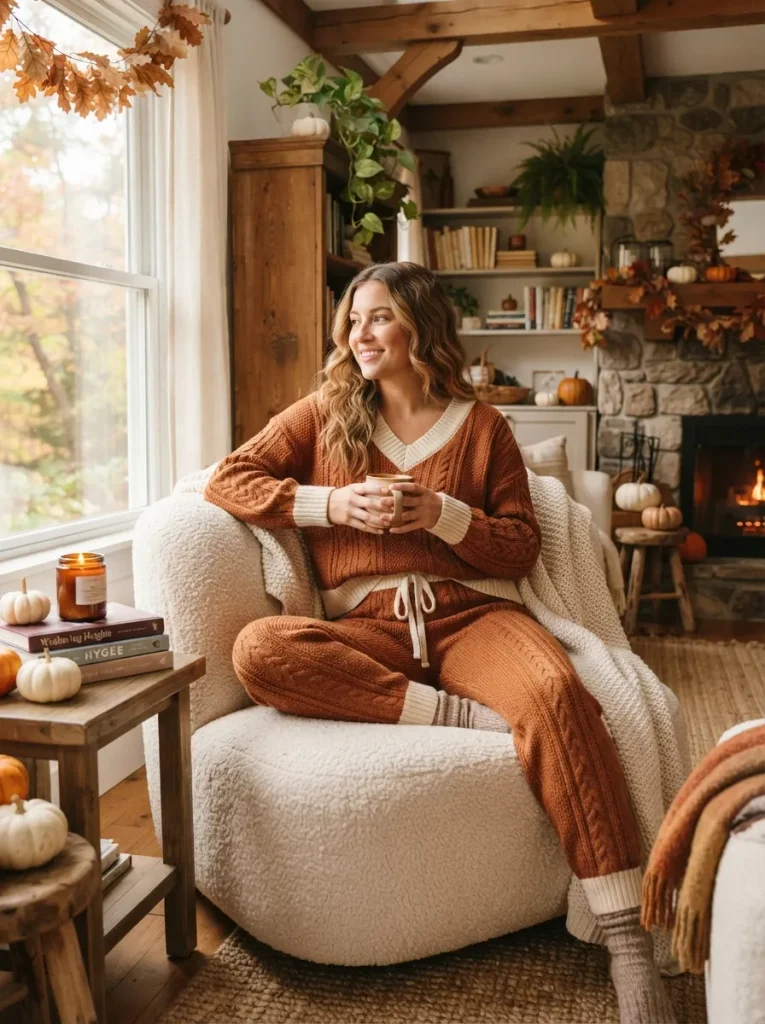 Orange Knit Lounge Sets