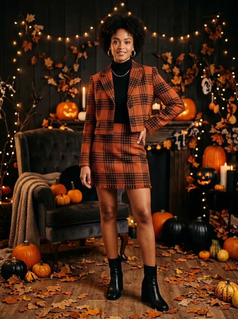 Orange Plaid Set