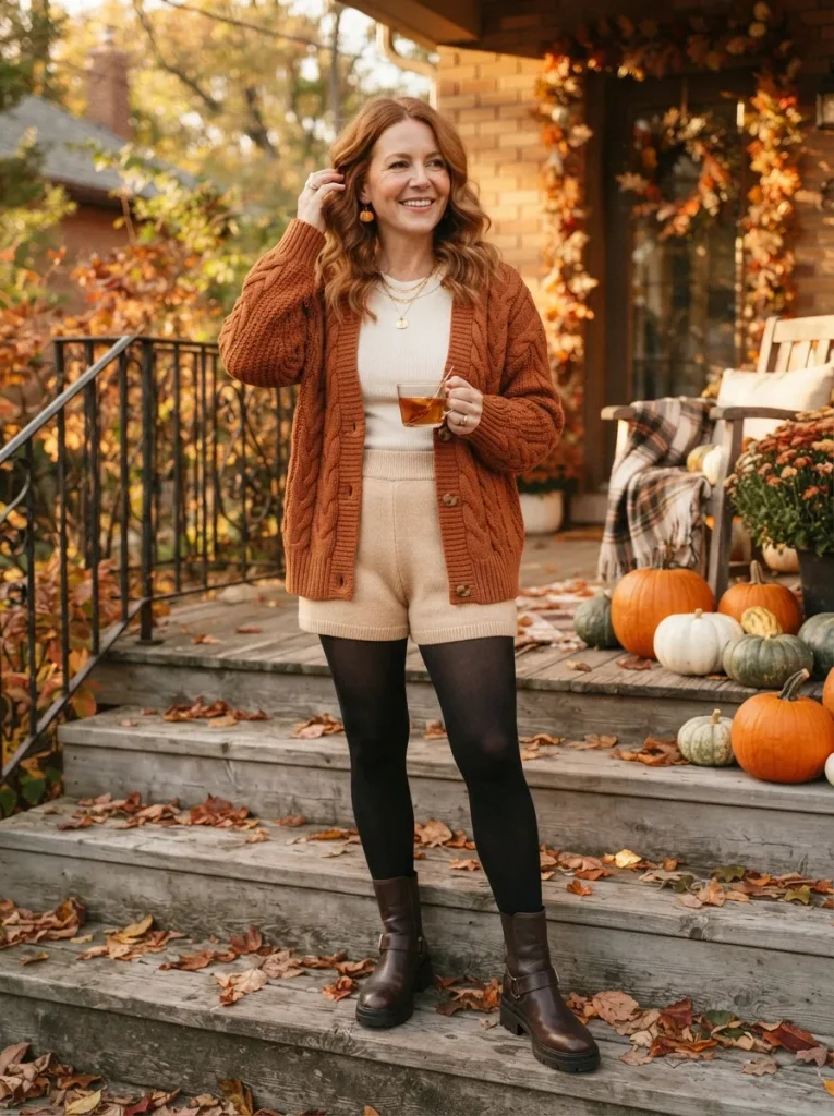 Pumpkin Knit Shorts Set